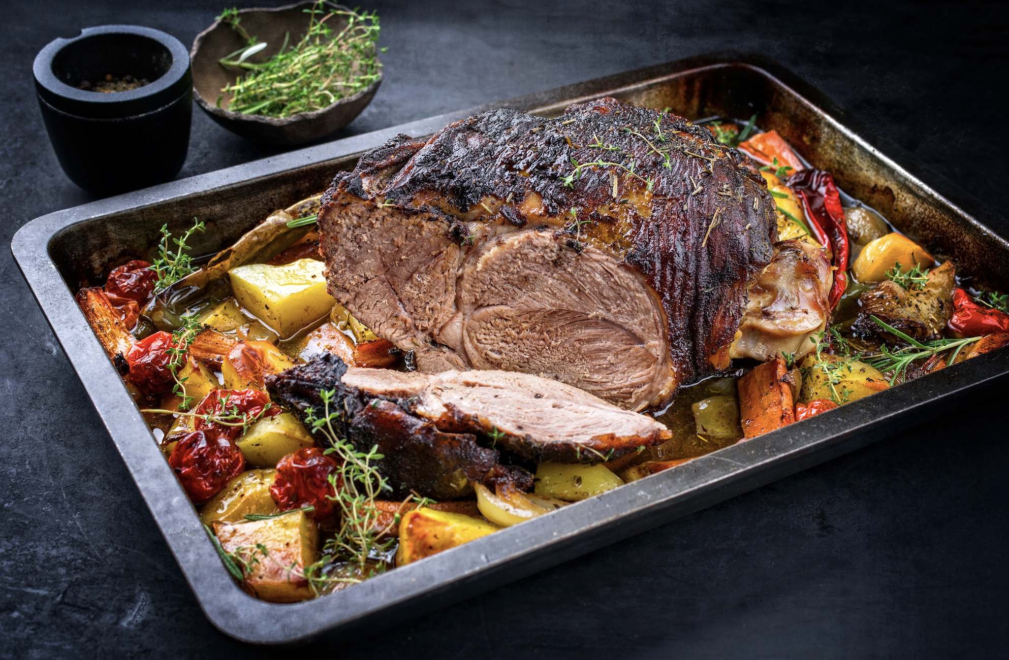 Christmas Roasted 1/2 Lamb Leg with Root Vegetables