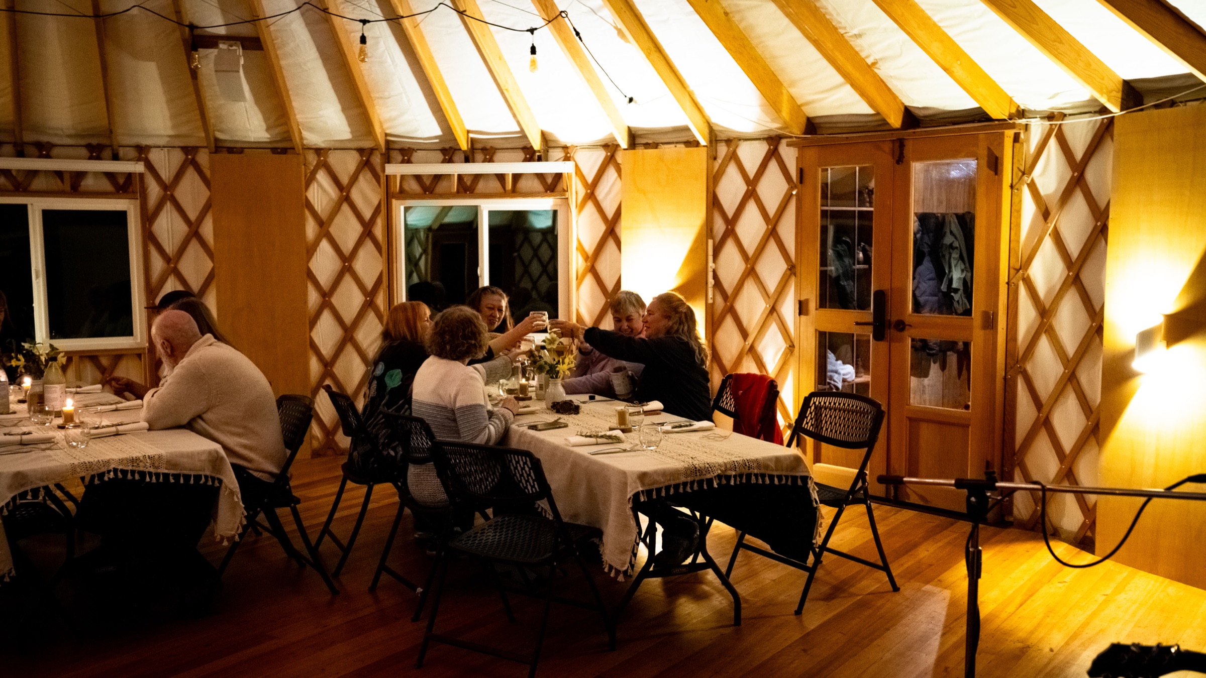 Raising a glass in the yurt