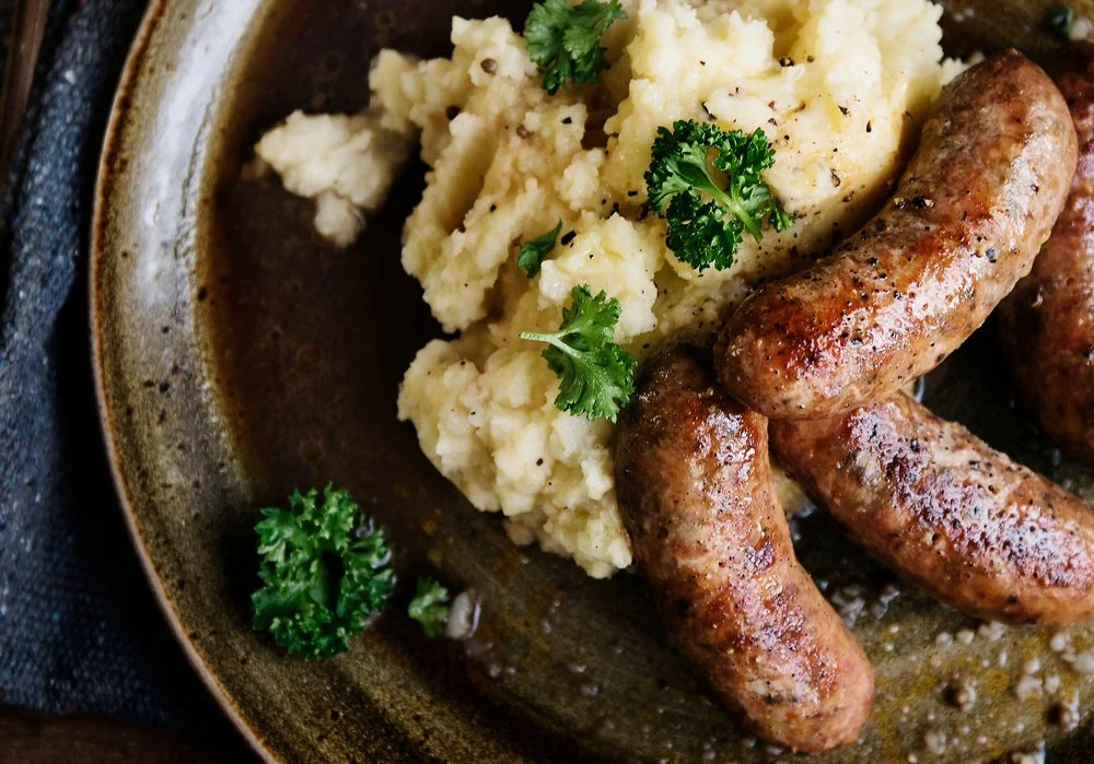 Mangaroa's Beef Brisket Sausages with Mashed Potatoes