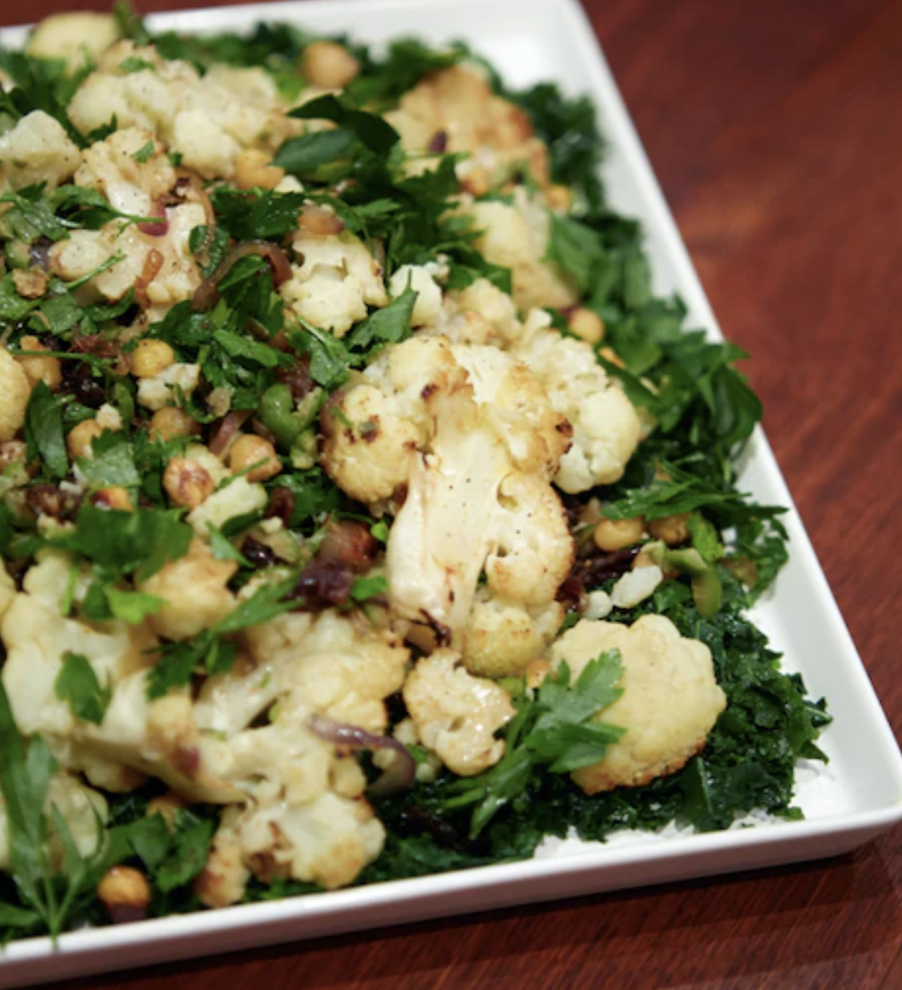 Roasted Cauliflower Salad with Lemon Tahini Dressing